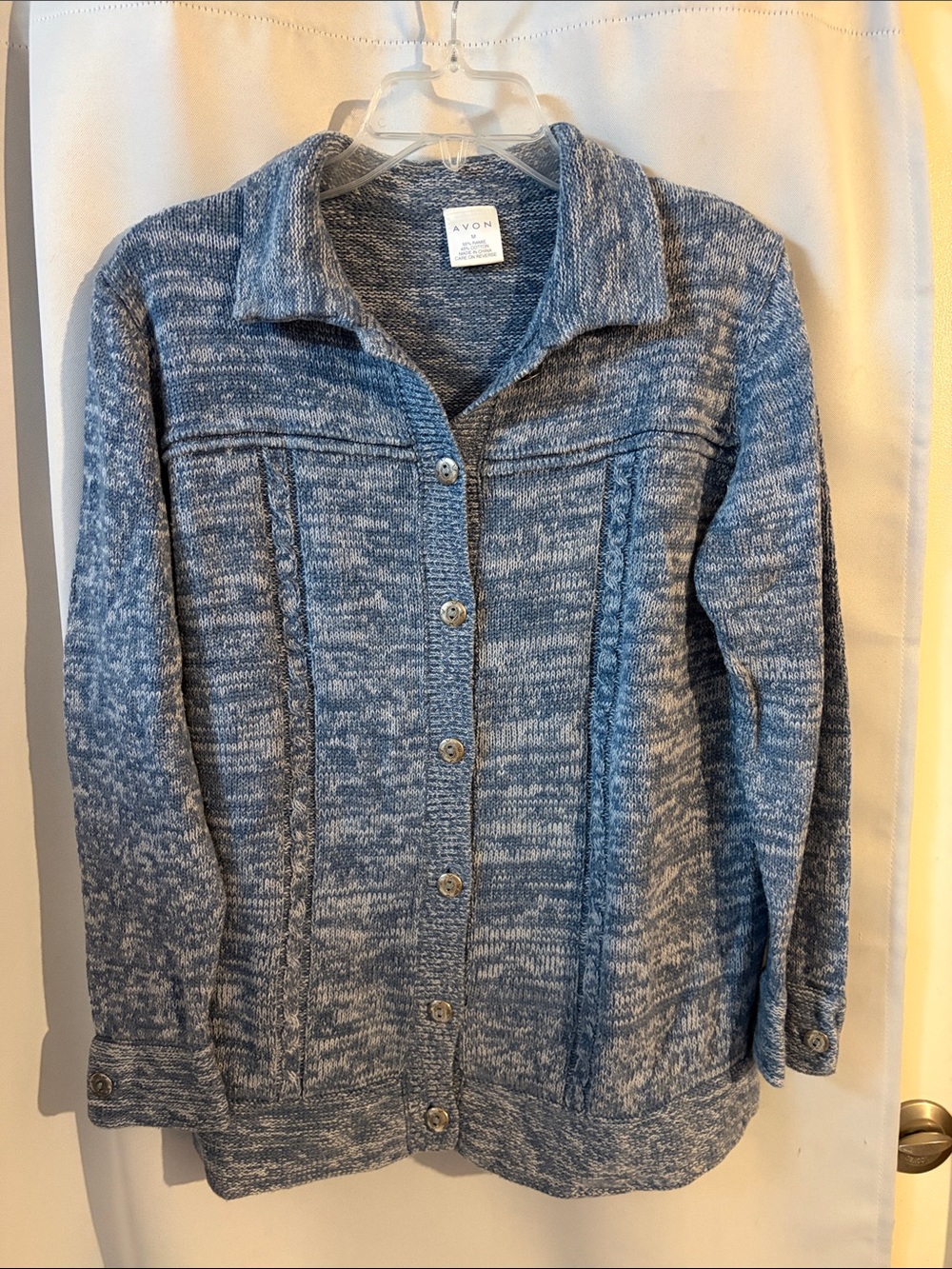 Avon Heathered Blue Button-Front Knit Cardigan
